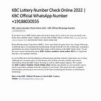 kbc lottery number check online 2022
